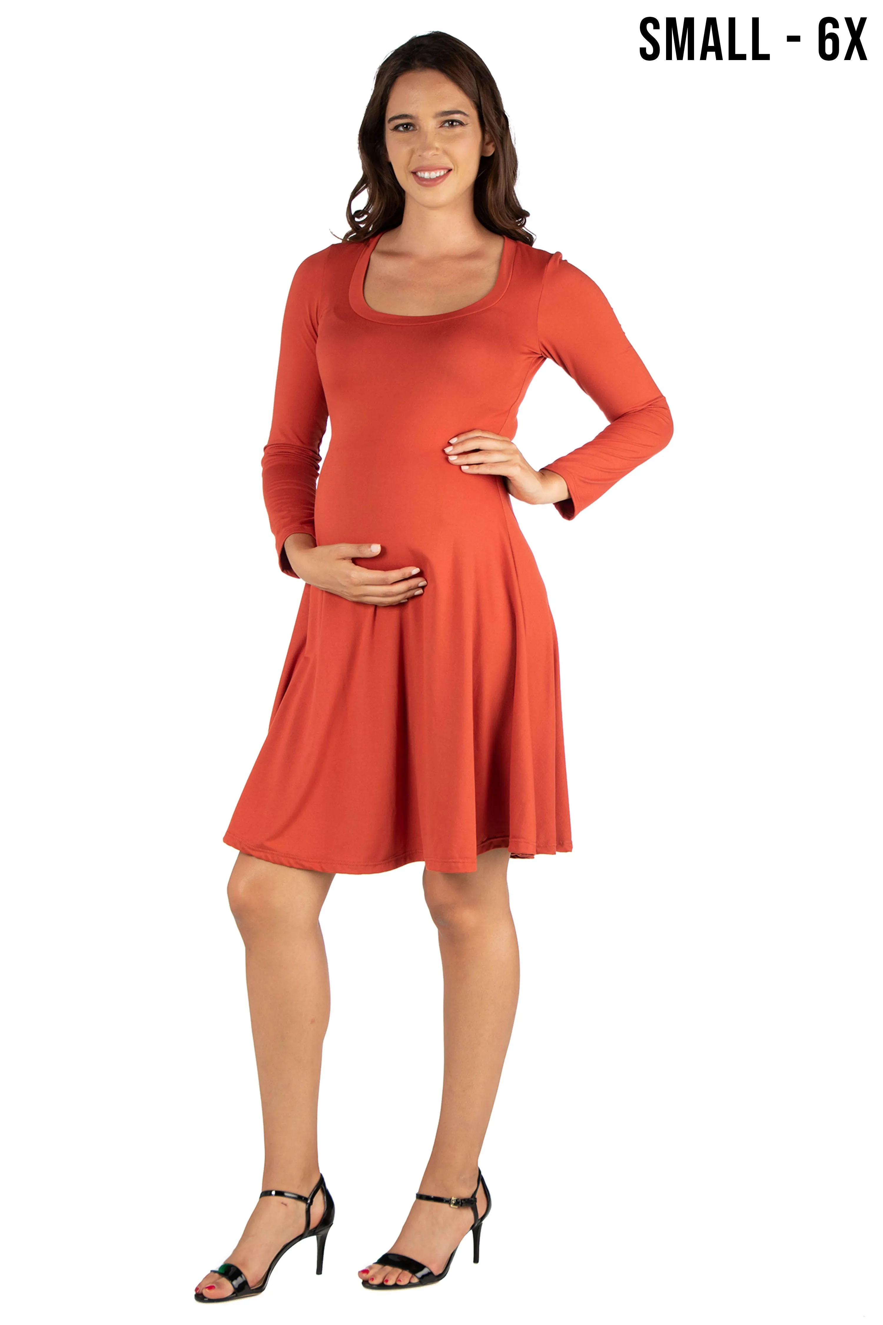 Long Sleeve Flared Maternity Mini Dress