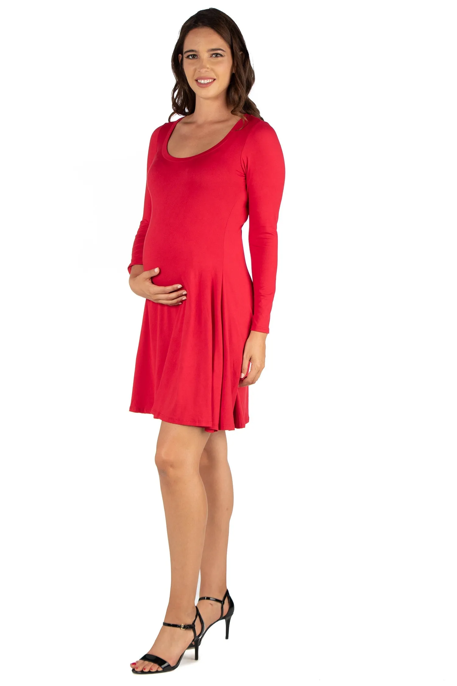 Long Sleeve Flared Maternity Mini Dress