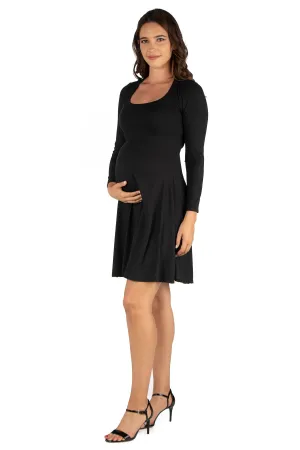 Long Sleeve Flared Maternity Mini Dress