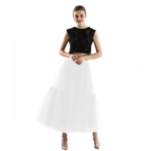 Long Tulle Skirts for Women Gothic Pleated Skirt Casual Party Fairy Core Ruffles Midi Skirt