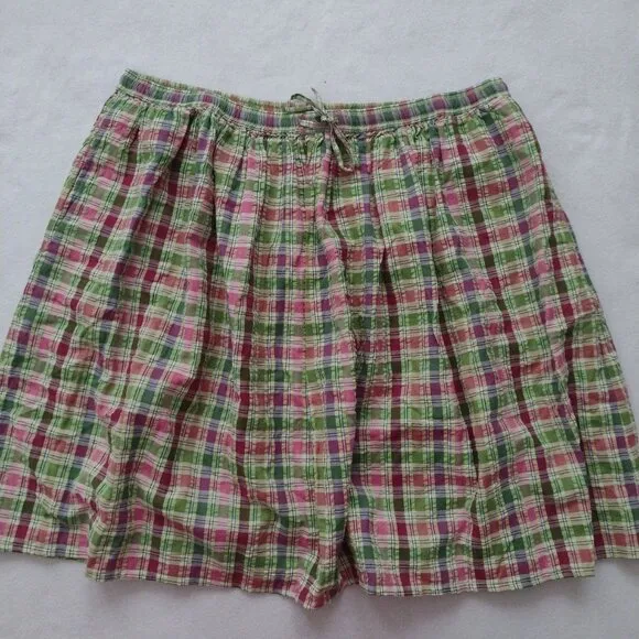 Lot of 2 Orvis Seersucker Check Skirts XL Cotton Lightweight Flared Skirts