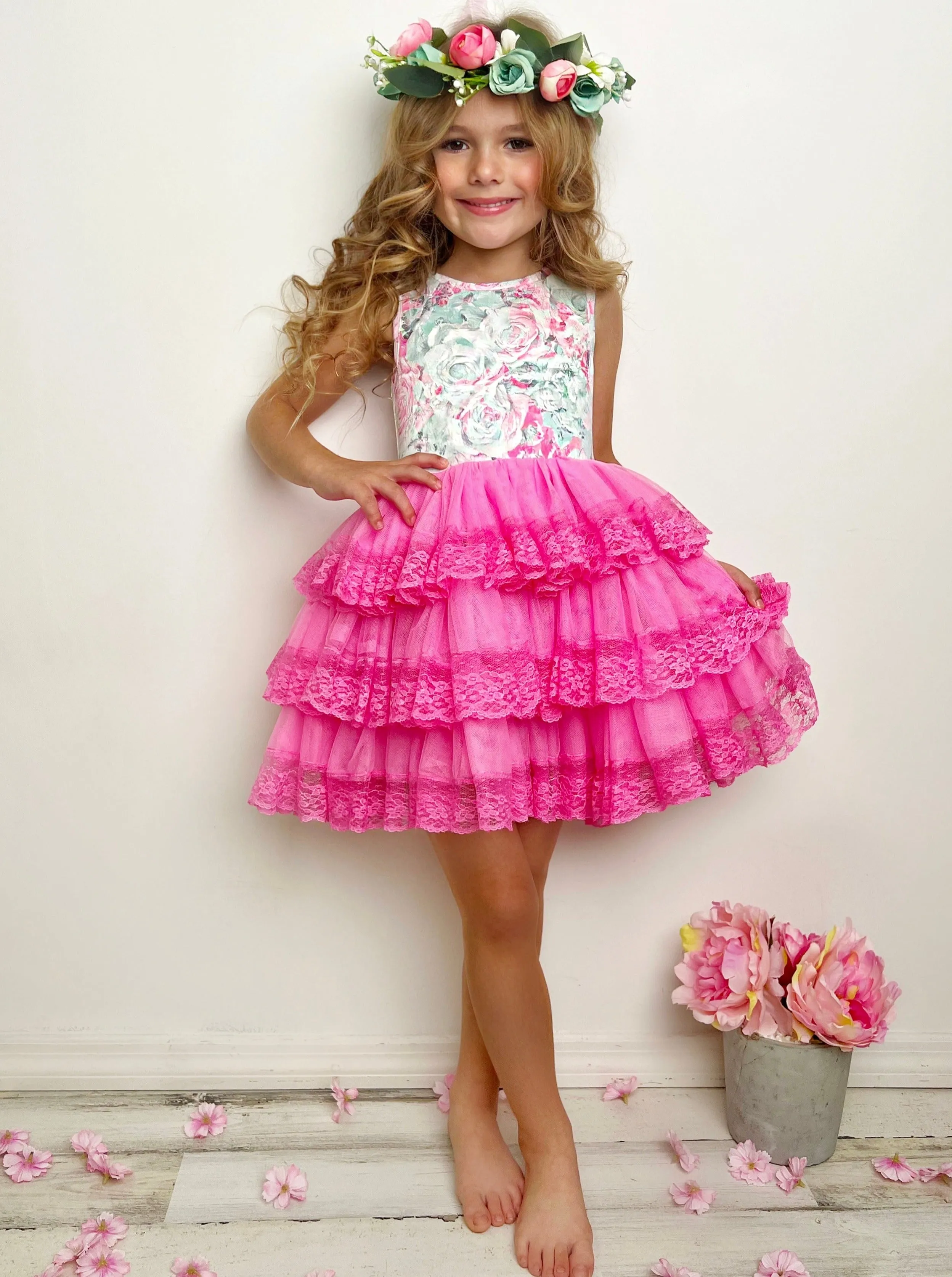 Lovely Spring Days Lace Tiered Tutu Dress