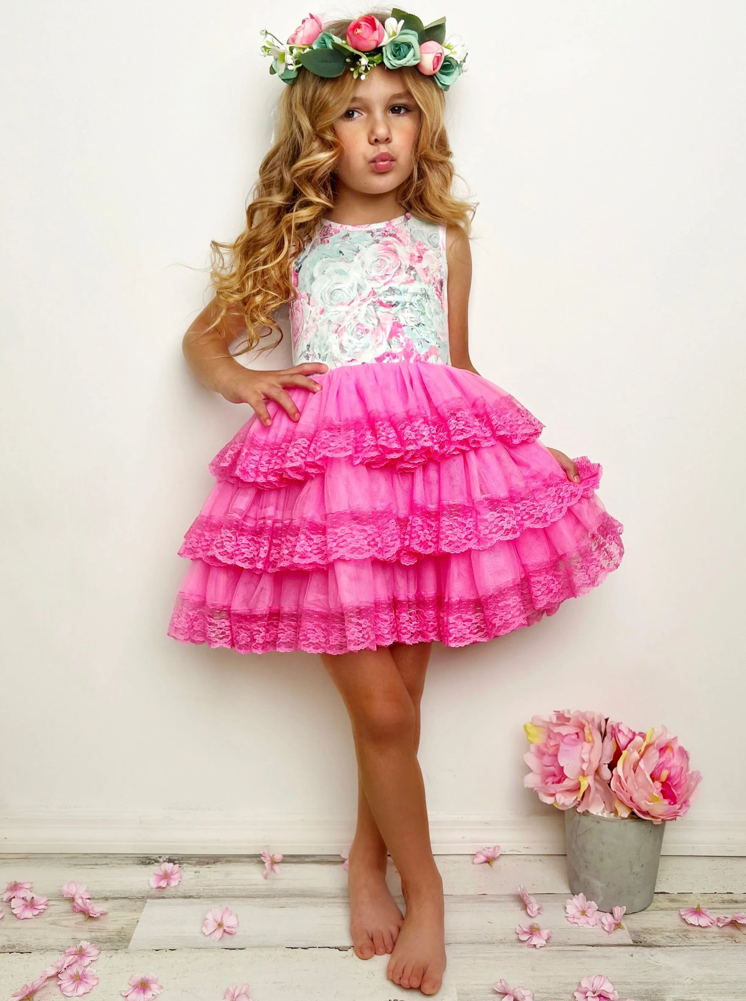 Lovely Spring Days Lace Tiered Tutu Dress