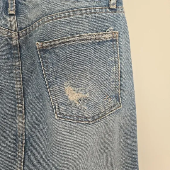 Lovers and Friends Distressed Denim Mini Skirt