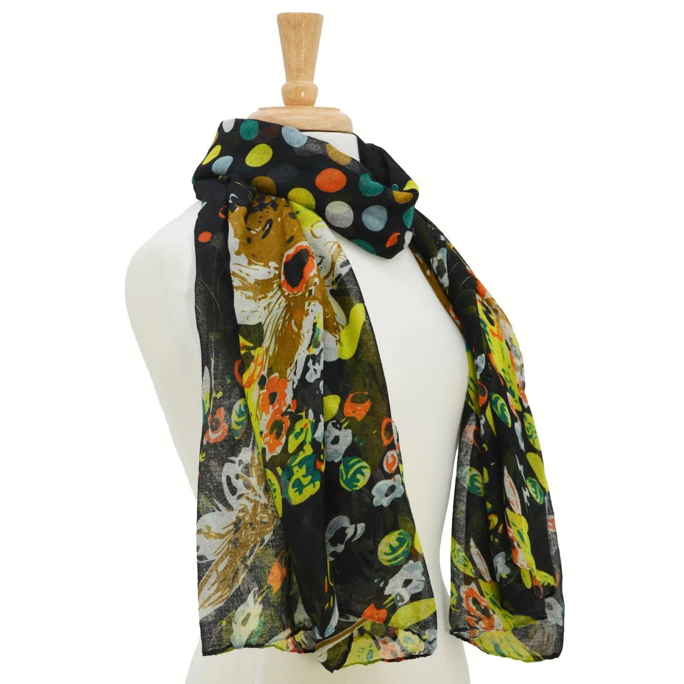 Lulu Black Multi Print Scarf
