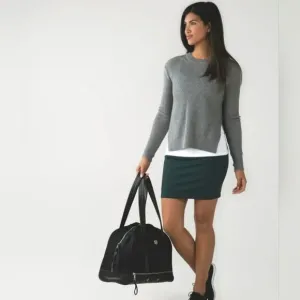 Lululemon &amp;Go Cityfarer Dark Fuel Green Stretch Mini Slip On Pencil Skirt Size 4