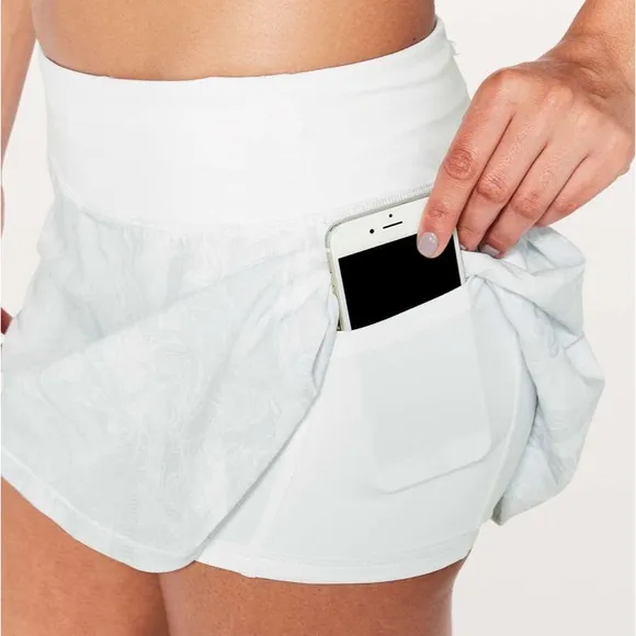 Lululemon Pace Rival Skirt Skort in Eternal Wave White Pleated Mini Tennis