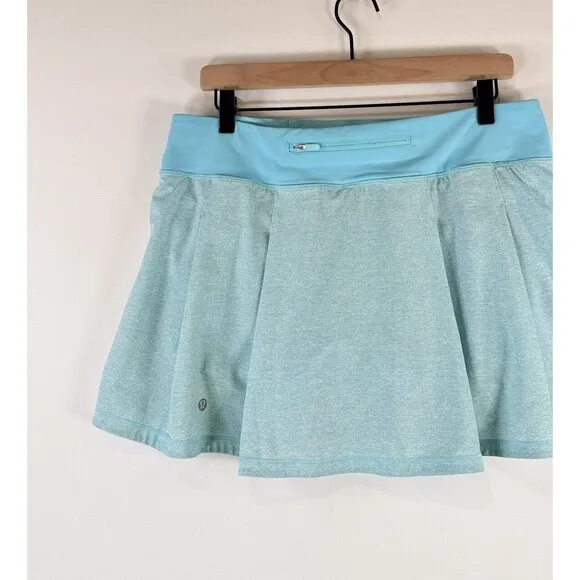 Lululemon Womens Skort Blue Pace Rival Mini Pleated A Line Skirt Stretch 10 Tall