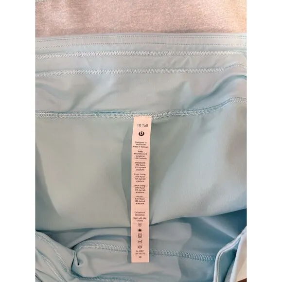 Lululemon Womens Skort Blue Pace Rival Mini Pleated A Line Skirt Stretch 10 Tall