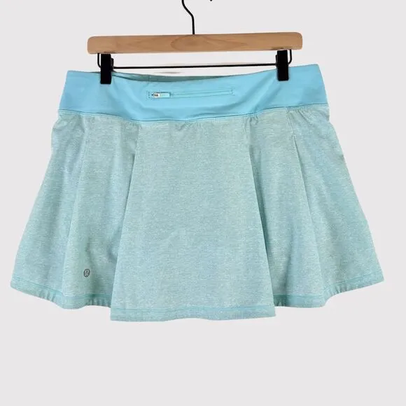 Lululemon Womens Skort Blue Pace Rival Mini Pleated A Line Skirt Stretch 10 Tall