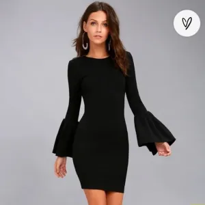Lulu’s Classy yet sexy Double Flair flounce sleeves bodycon dress