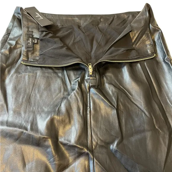 LULU’S Irresistibly Fly Back Vegan Pencil Very Matrix Skirt New Faux Leather