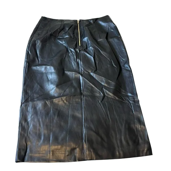 LULU’S Irresistibly Fly Back Vegan Pencil Very Matrix Skirt New Faux Leather
