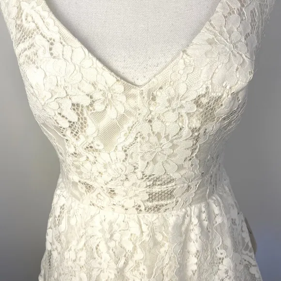 Lulus Now That I've Found You Lace Tiered Maxi Dress In White Size Small New