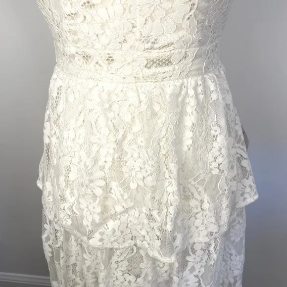 Lulus Now That I've Found You Lace Tiered Maxi Dress In White Size Small New