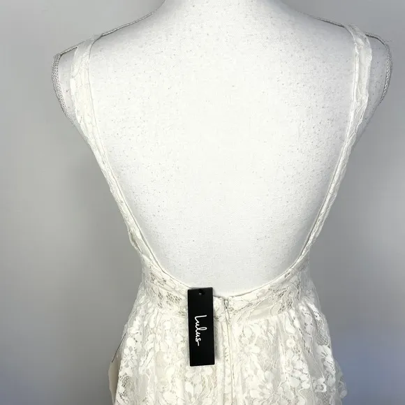 Lulus Now That I've Found You Lace Tiered Maxi Dress In White Size Small New