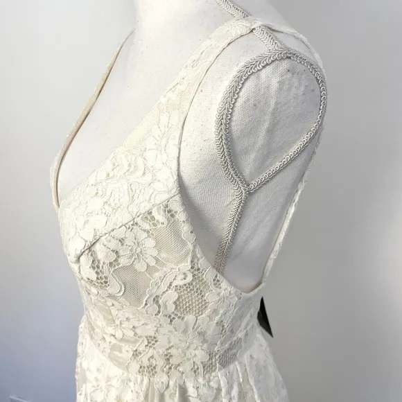 Lulus Now That I've Found You Lace Tiered Maxi Dress In White Size Small New