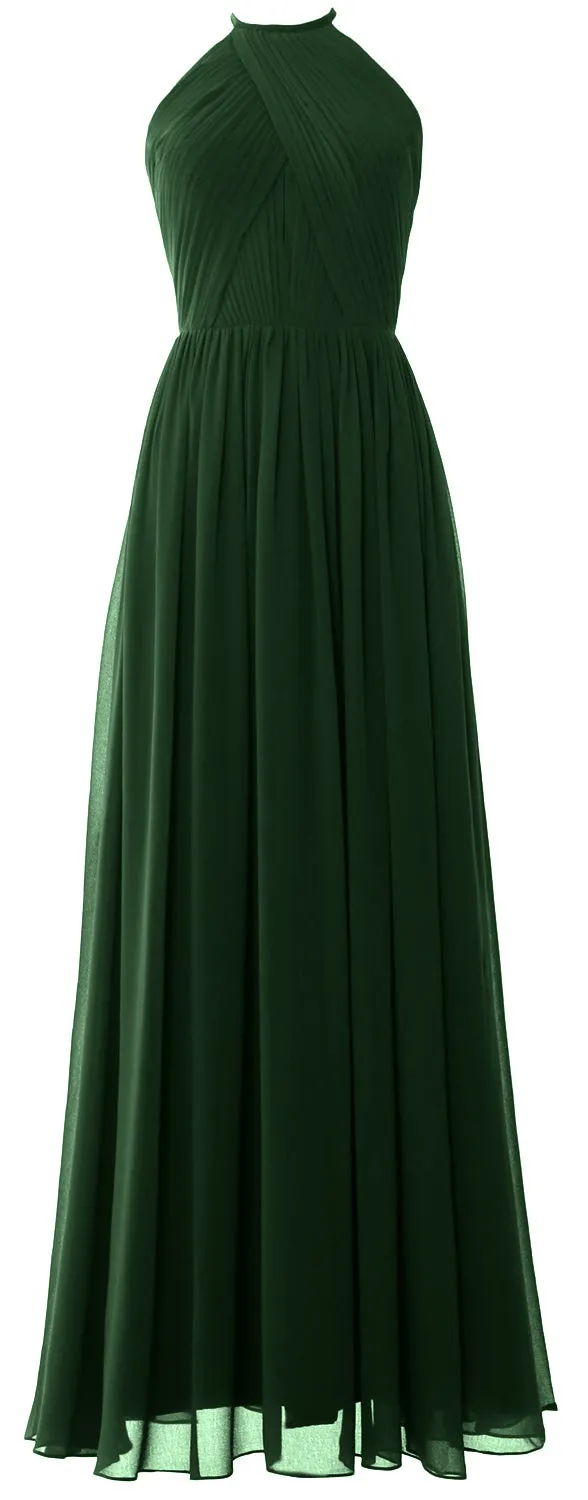 MACLoth Halter Long Bridesmaid Dresses Wedding Formal Evening Gown MoH