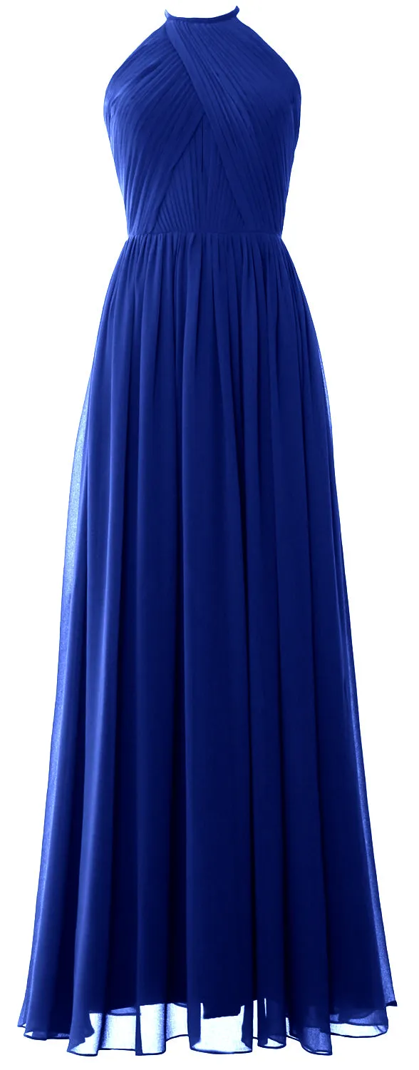 MACLoth Halter Long Bridesmaid Dresses Wedding Formal Evening Gown MoH