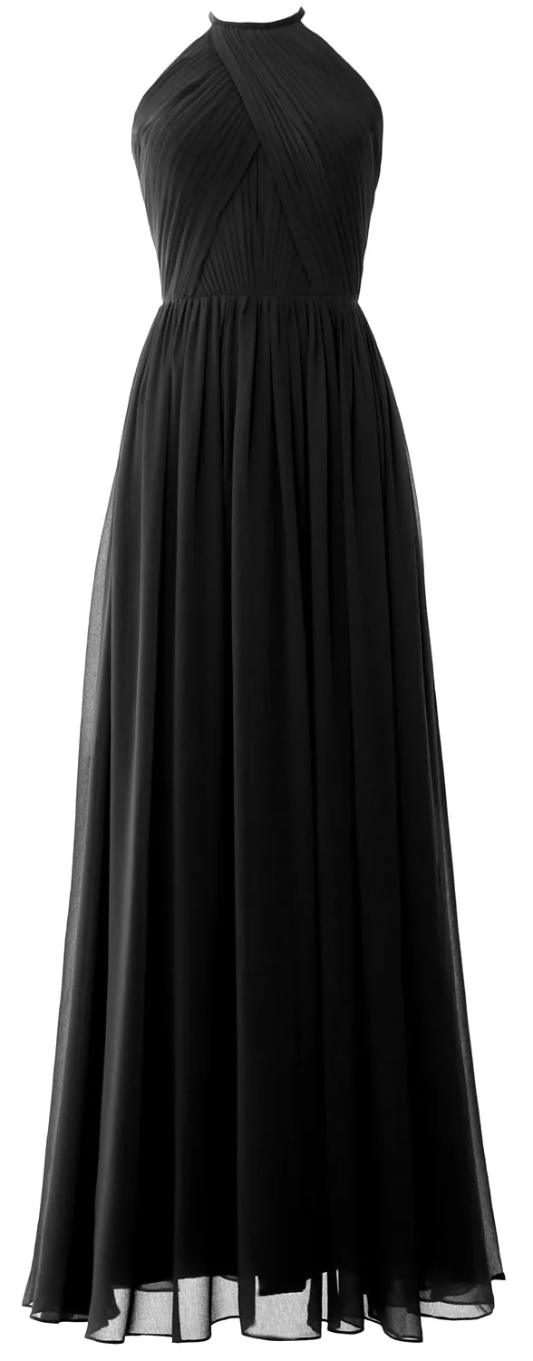 MACLoth Halter Long Bridesmaid Dresses Wedding Formal Evening Gown MoH