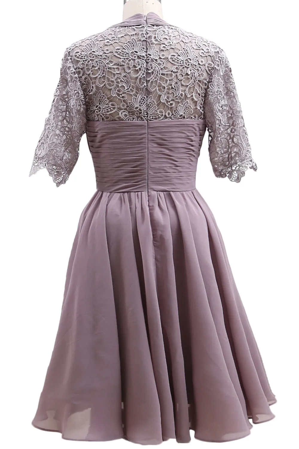 MACloth Mother of Bride Dresses Lace Cocktail Party Wedding Guest Half Sleeves