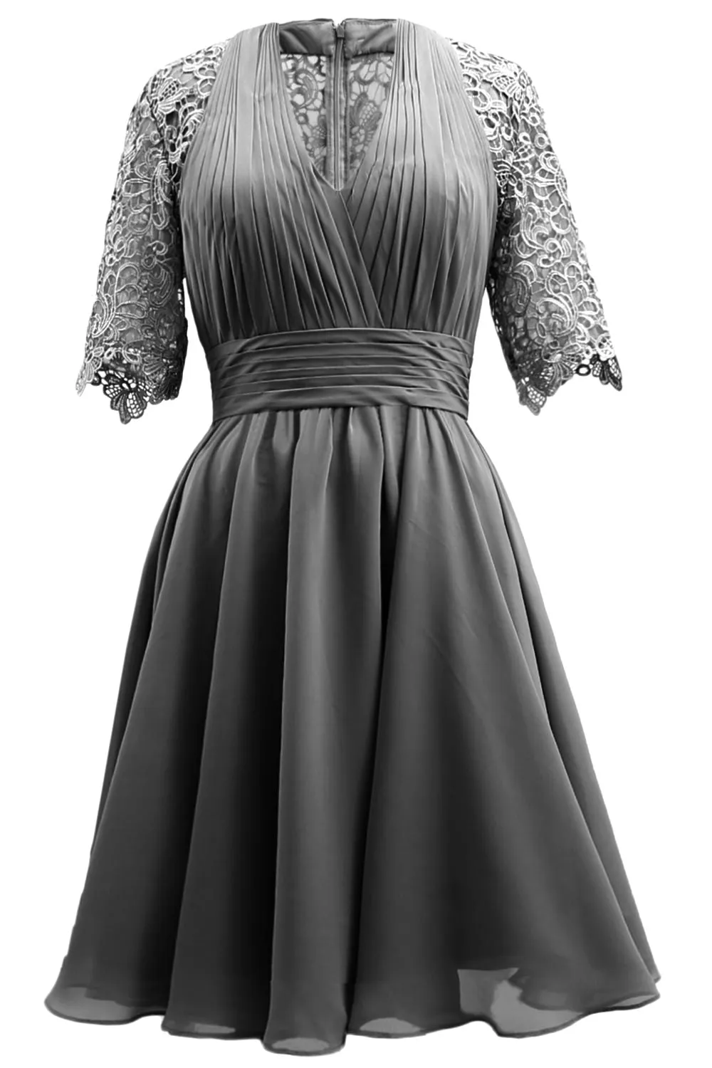 MACloth Mother of Bride Dresses Lace Cocktail Party Wedding Guest Half Sleeves