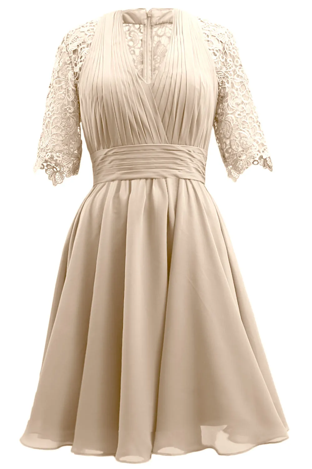 MACloth Mother of Bride Dresses Lace Cocktail Party Wedding Guest Half Sleeves