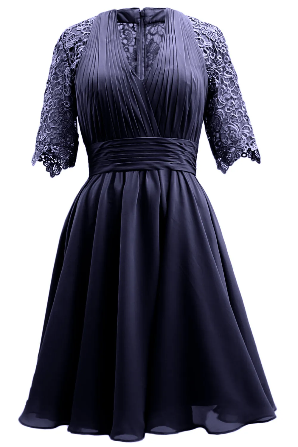MACloth Mother of Bride Dresses Lace Cocktail Party Wedding Guest Half Sleeves