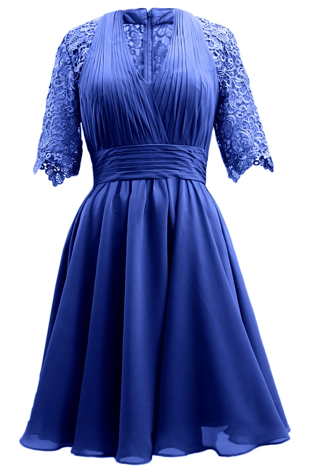 MACloth Mother of Bride Dresses Lace Cocktail Party Wedding Guest Half Sleeves