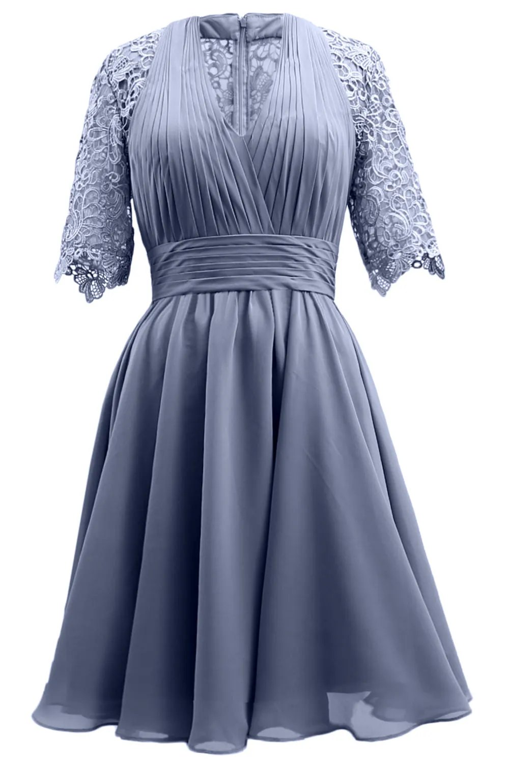 MACloth Mother of Bride Dresses Lace Cocktail Party Wedding Guest Half Sleeves