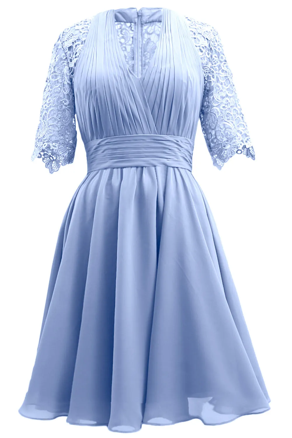 MACloth Mother of Bride Dresses Lace Cocktail Party Wedding Guest Half Sleeves