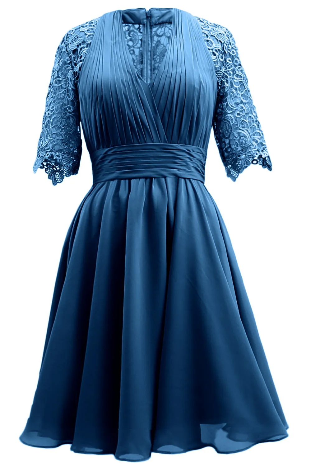 MACloth Mother of Bride Dresses Lace Cocktail Party Wedding Guest Half Sleeves