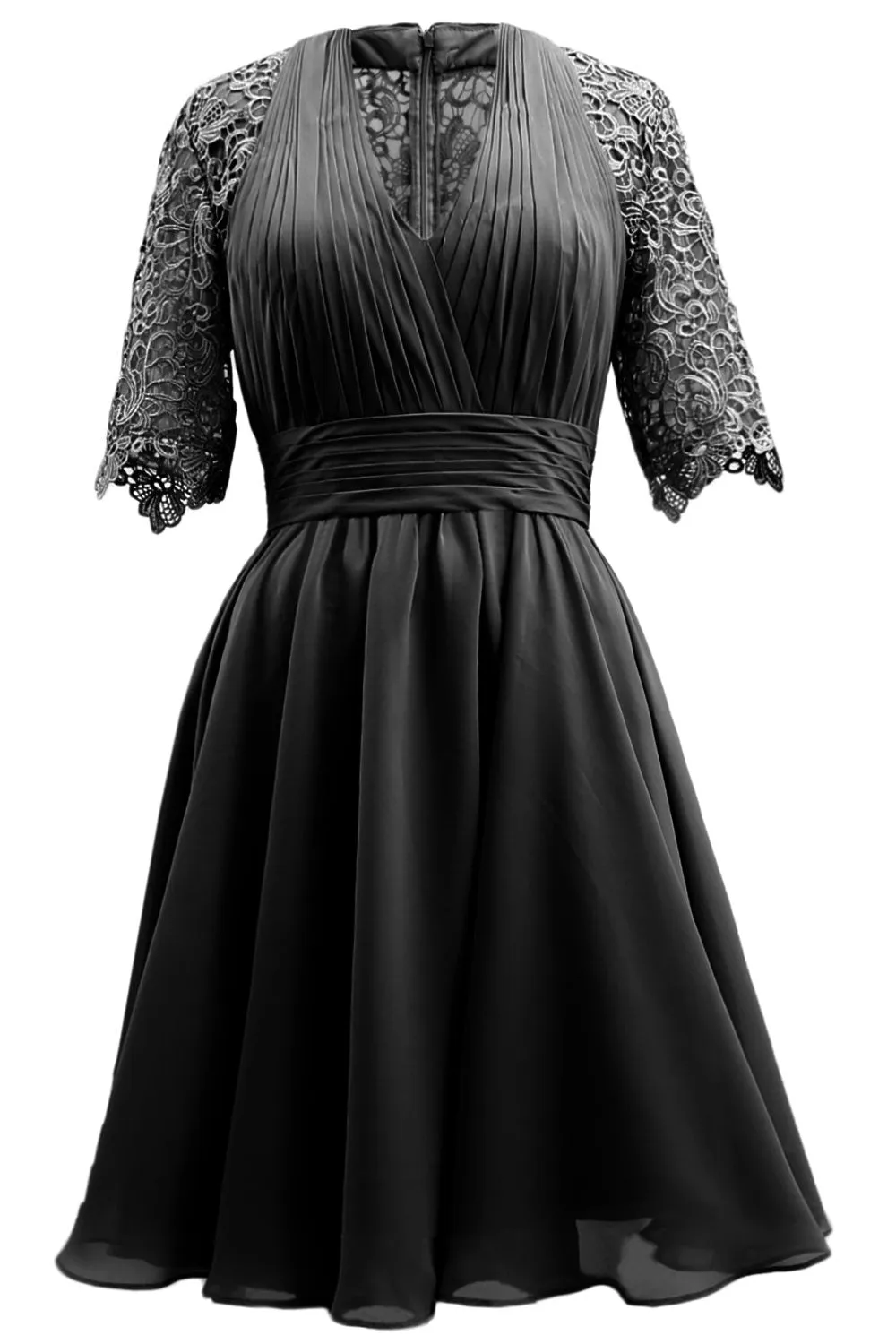 MACloth Mother of Bride Dresses Lace Cocktail Party Wedding Guest Half Sleeves