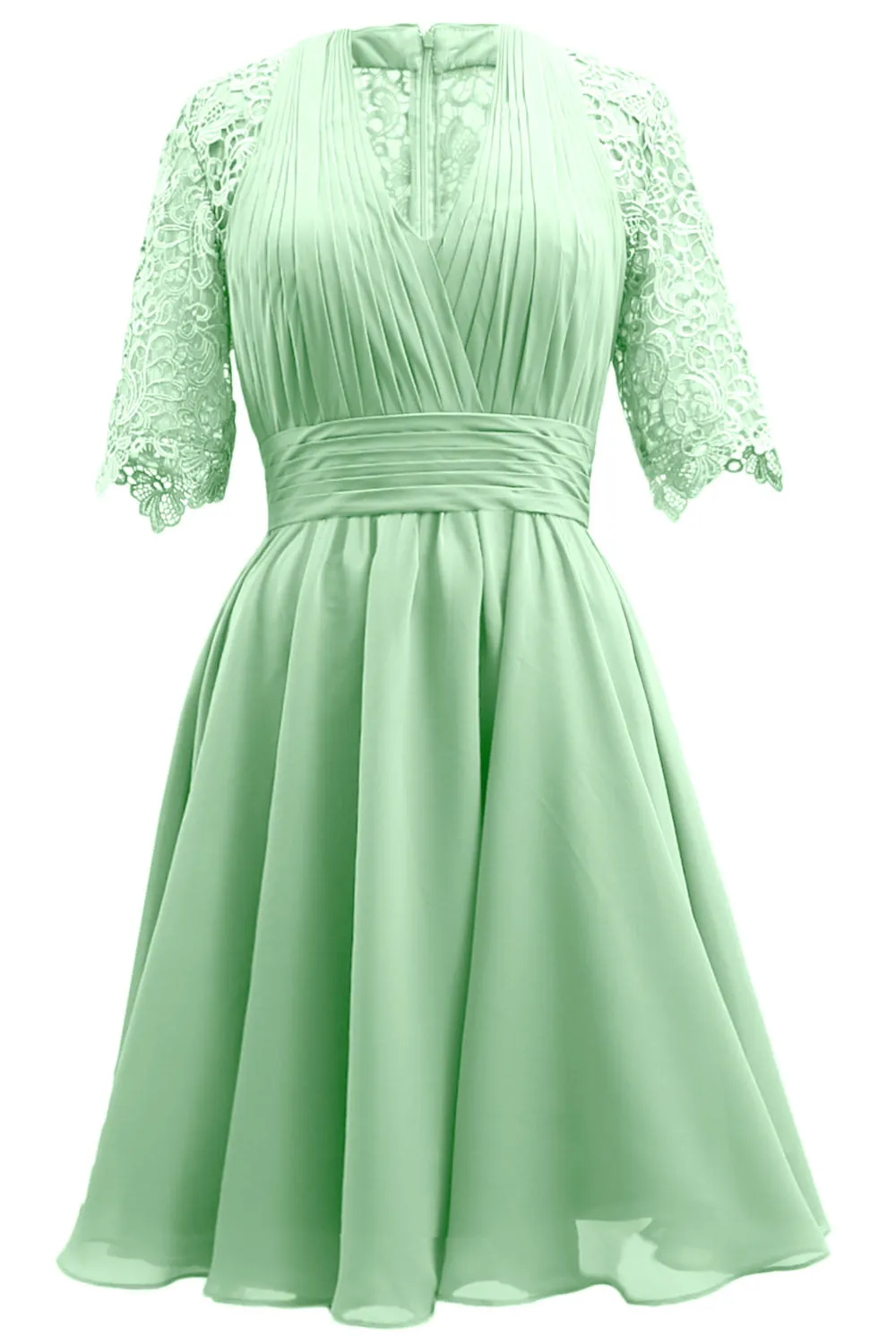 MACloth Mother of Bride Dresses Lace Cocktail Party Wedding Guest Half Sleeves