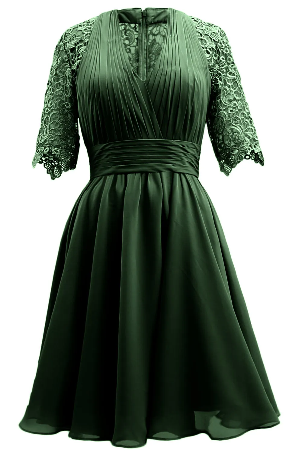 MACloth Mother of Bride Dresses Lace Cocktail Party Wedding Guest Half Sleeves
