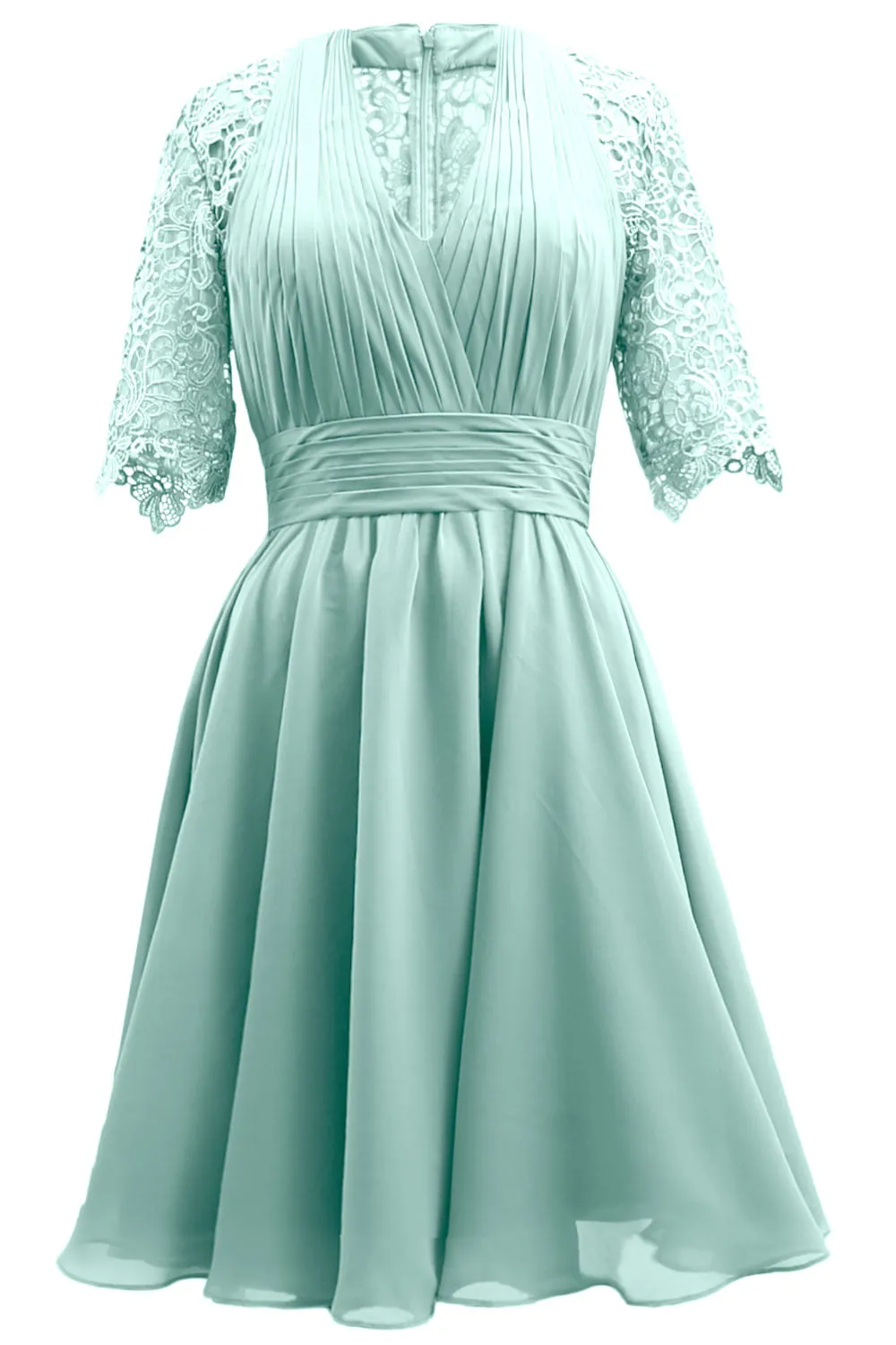 MACloth Mother of Bride Dresses Lace Cocktail Party Wedding Guest Half Sleeves