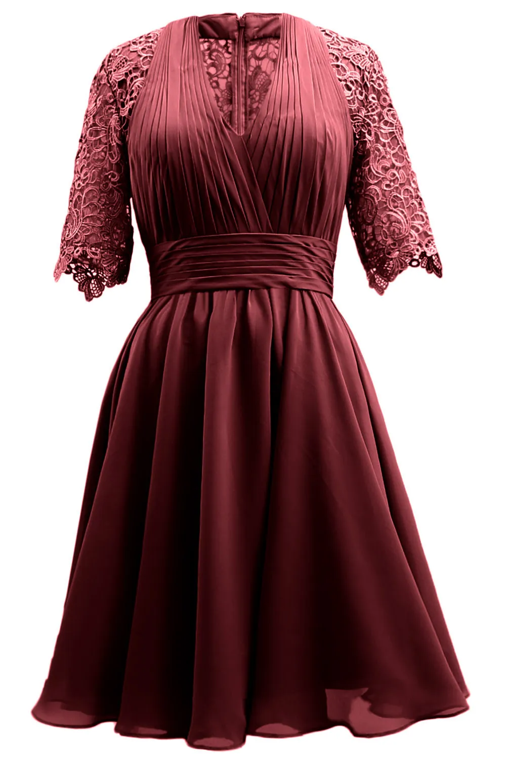 MACloth Mother of Bride Dresses Lace Cocktail Party Wedding Guest Half Sleeves