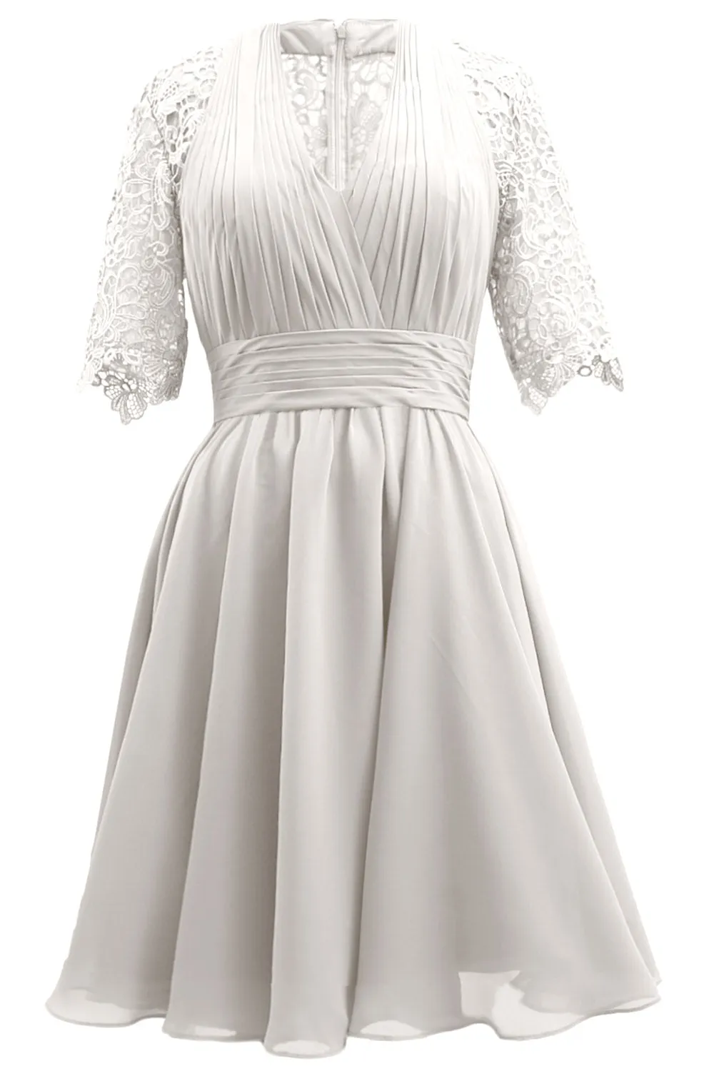 MACloth Mother of Bride Dresses Lace Cocktail Party Wedding Guest Half Sleeves
