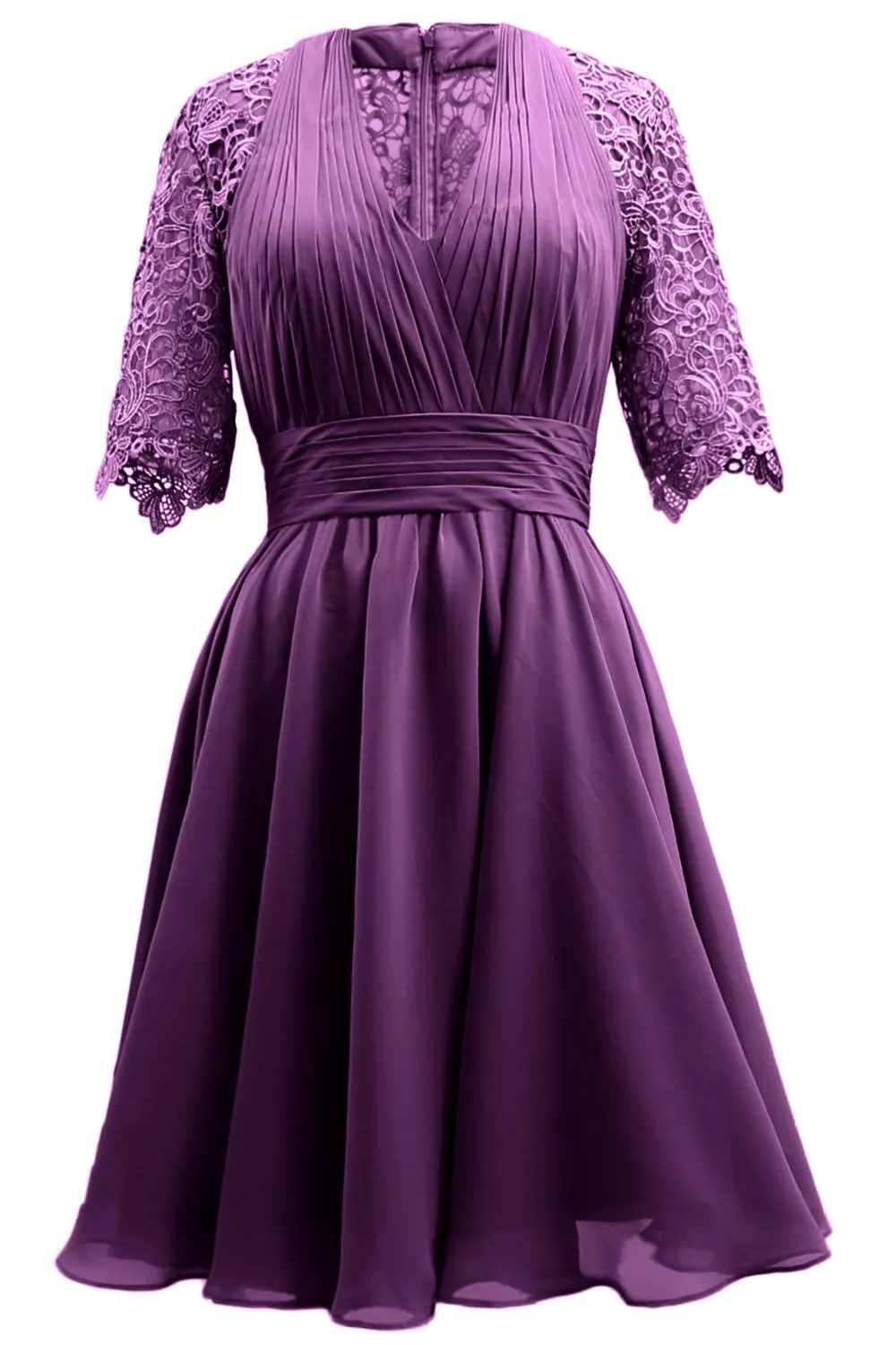 MACloth Mother of Bride Dresses Lace Cocktail Party Wedding Guest Half Sleeves