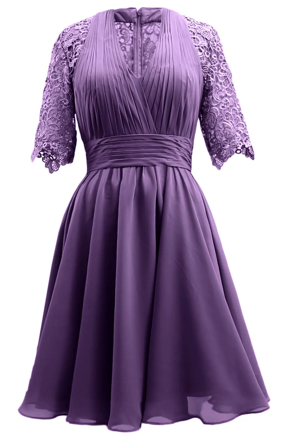 MACloth Mother of Bride Dresses Lace Cocktail Party Wedding Guest Half Sleeves