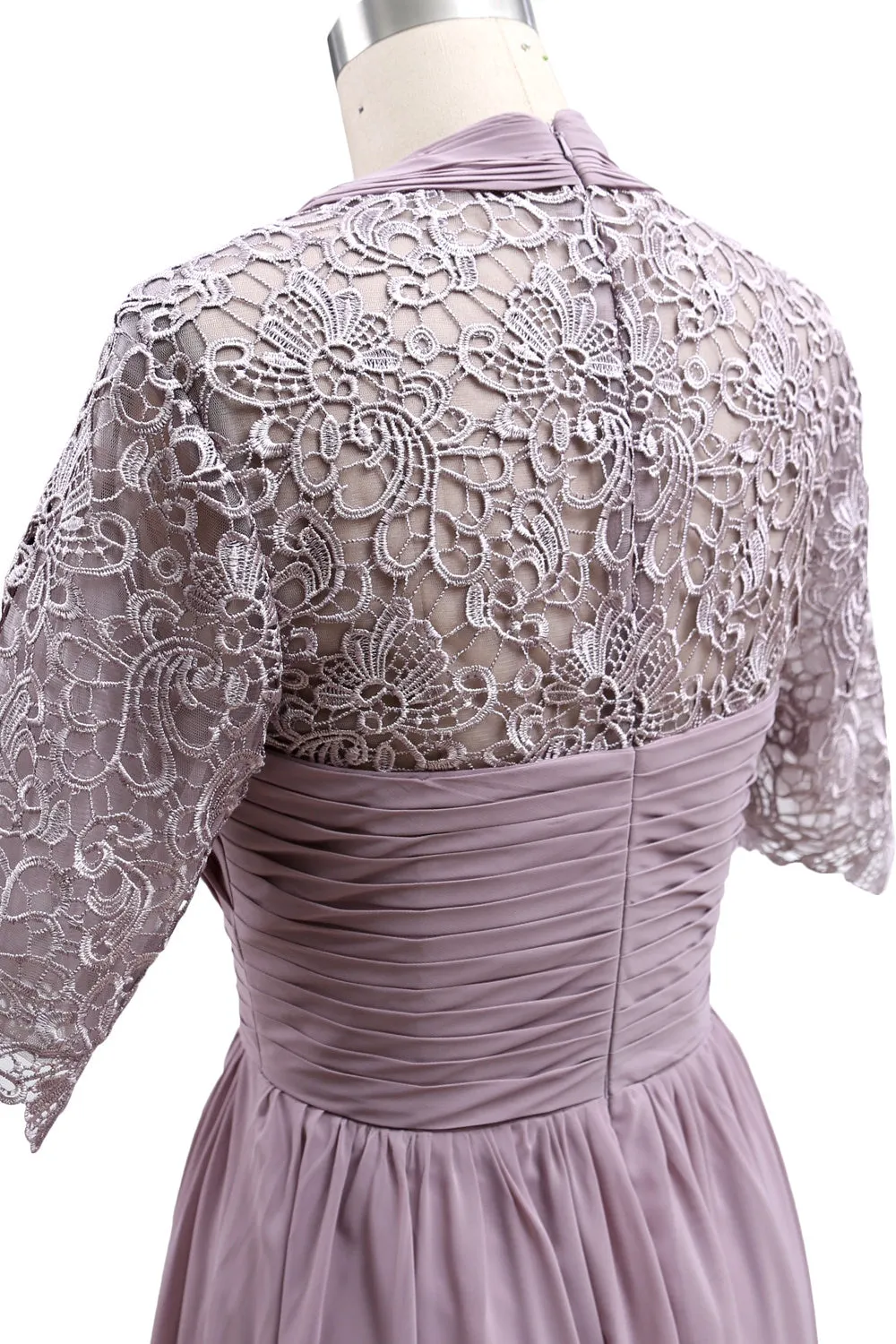 MACloth Mother of Bride Dresses Lace Cocktail Party Wedding Guest Half Sleeves