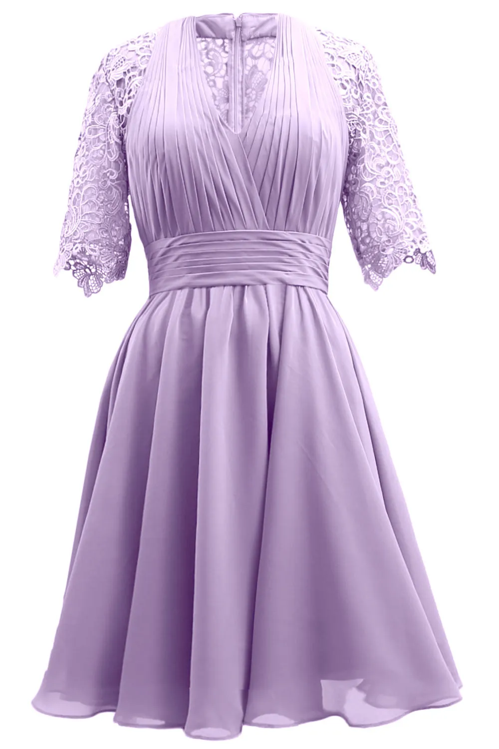 MACloth Mother of Bride Dresses Lace Cocktail Party Wedding Guest Half Sleeves
