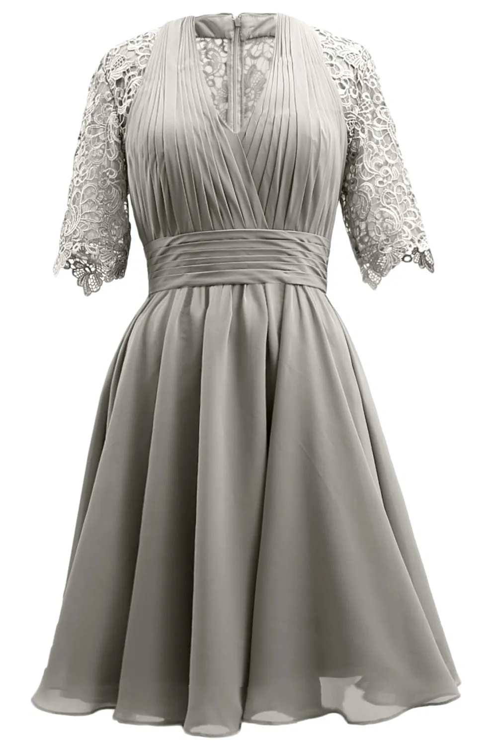 MACloth Mother of Bride Dresses Lace Cocktail Party Wedding Guest Half Sleeves