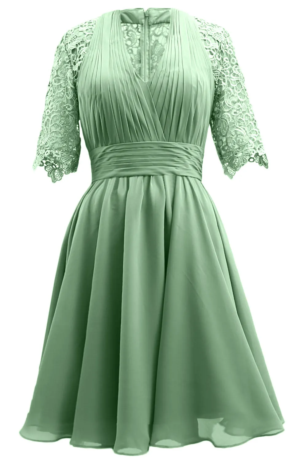 MACloth Mother of Bride Dresses Lace Cocktail Party Wedding Guest Half Sleeves