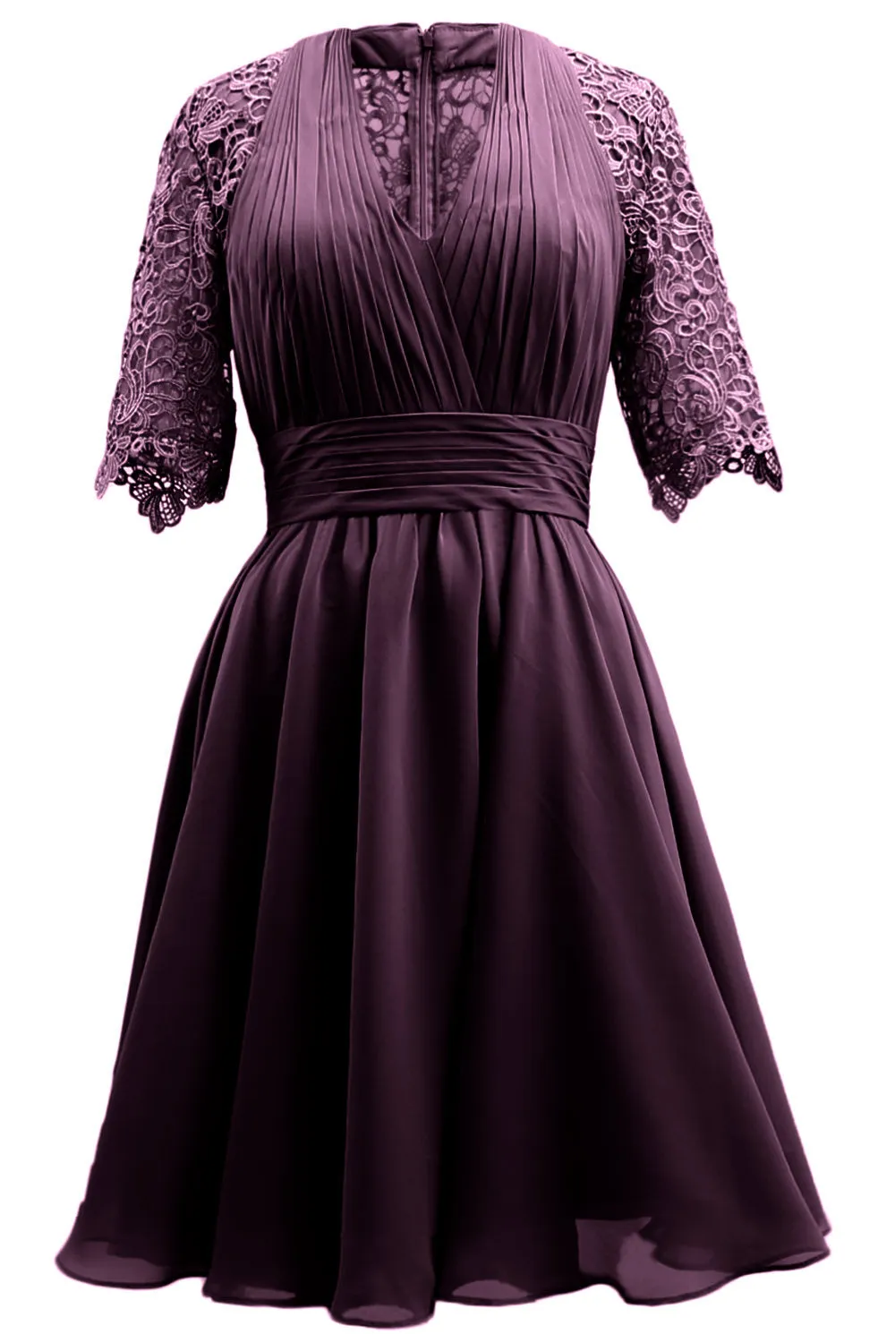 MACloth Mother of Bride Dresses Lace Cocktail Party Wedding Guest Half Sleeves