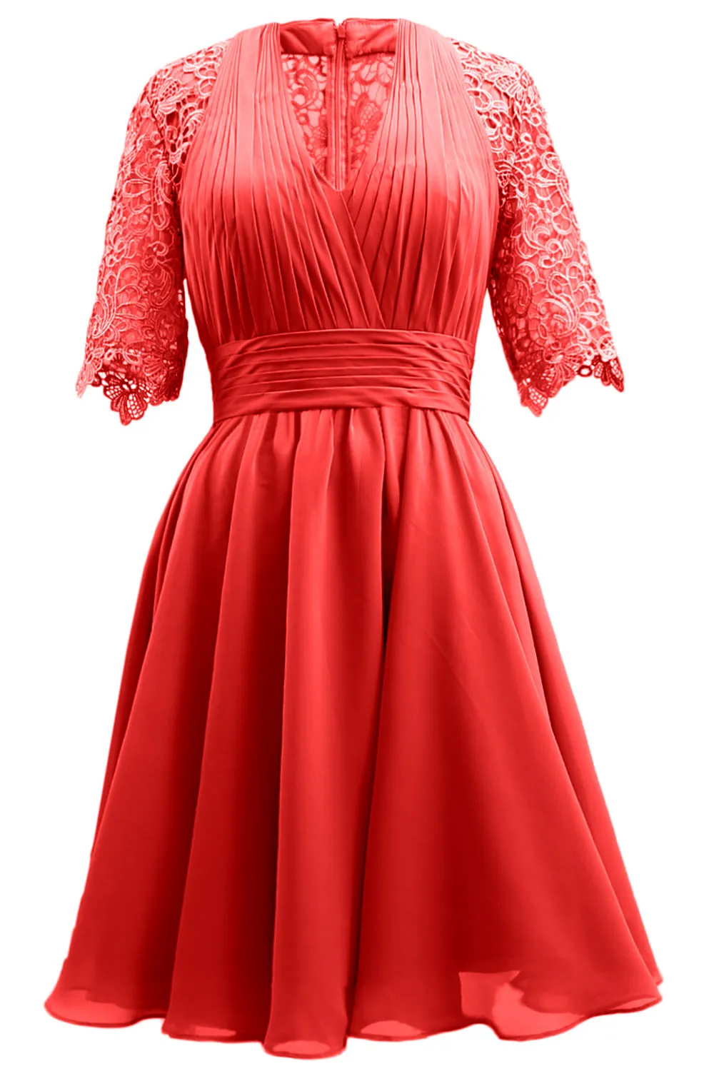 MACloth Mother of Bride Dresses Lace Cocktail Party Wedding Guest Half Sleeves