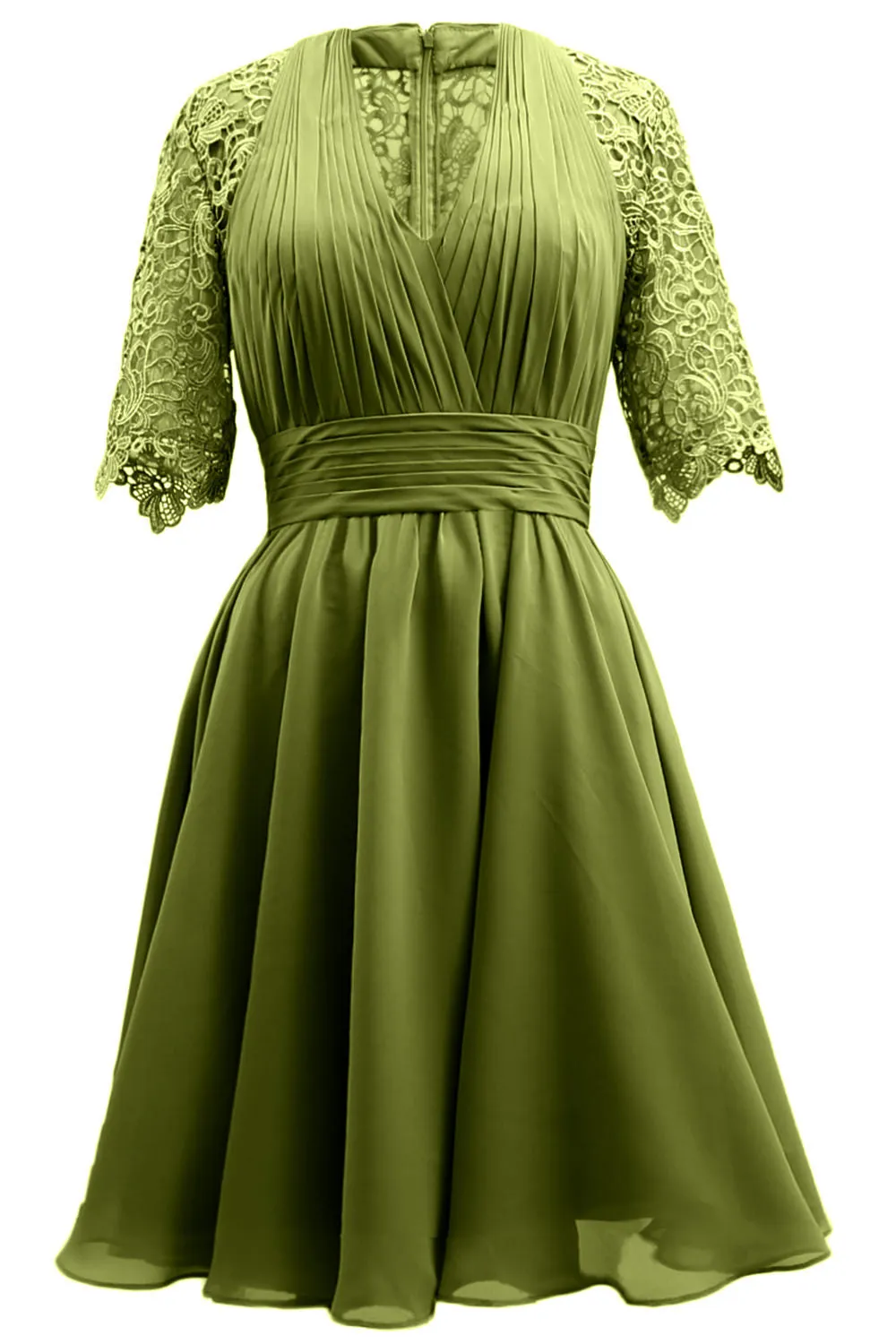 MACloth Mother of Bride Dresses Lace Cocktail Party Wedding Guest Half Sleeves