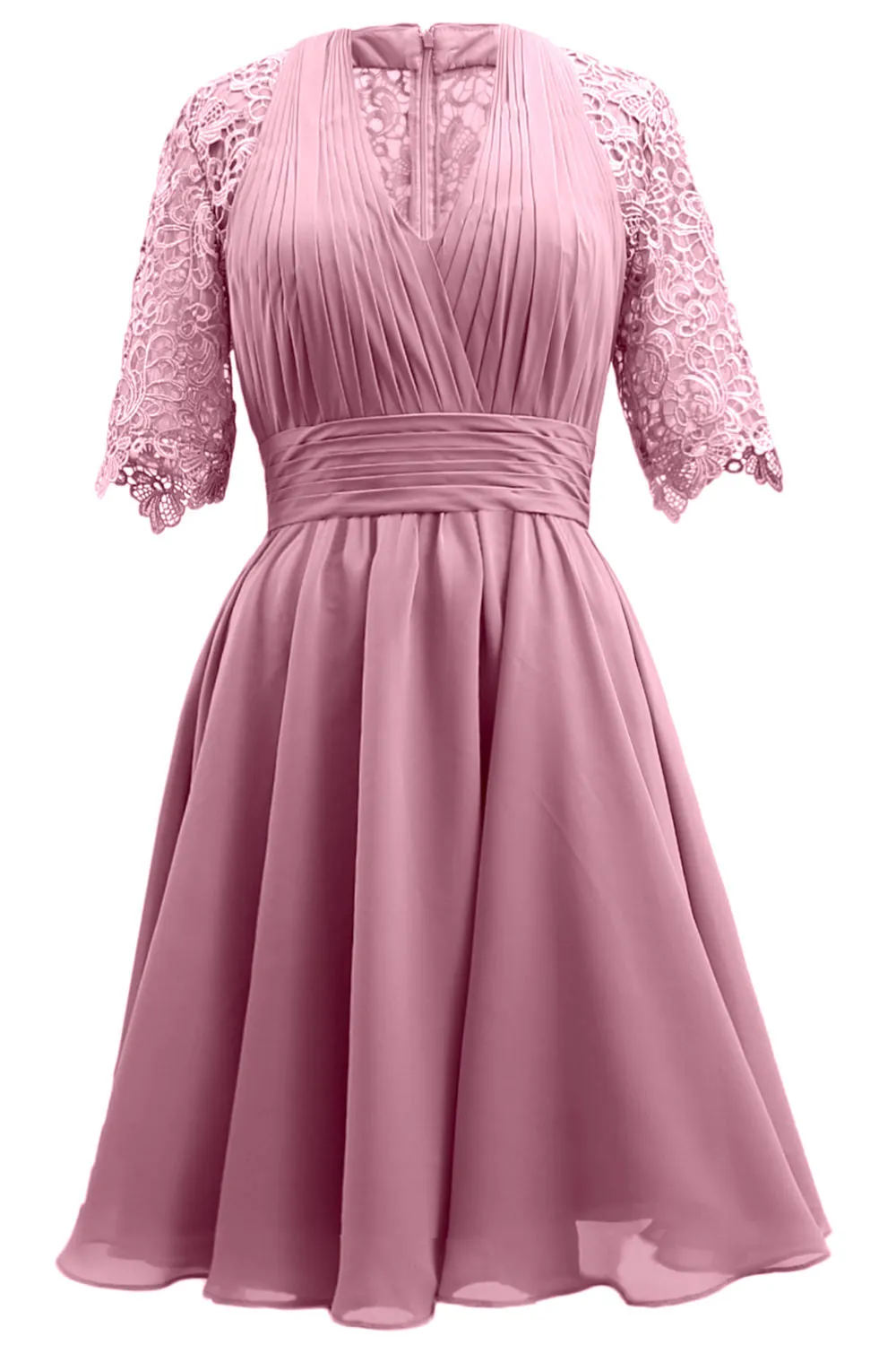 MACloth Mother of Bride Dresses Lace Cocktail Party Wedding Guest Half Sleeves