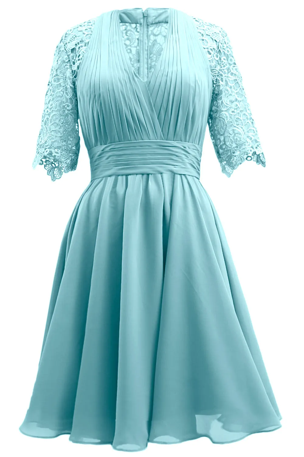 MACloth Mother of Bride Dresses Lace Cocktail Party Wedding Guest Half Sleeves