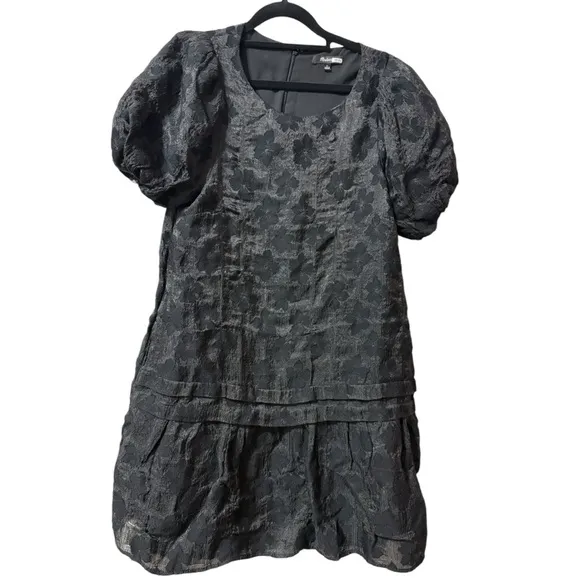 Madewell Puff-Sleeve Pleated Mini Dress in Floral Jacquard